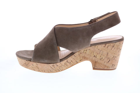 Clarks Maritsa Lara 26133817 Womens Brown Suede Strap Wedges Heels Shoes