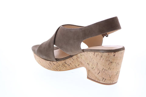 Clarks Maritsa Lara 26133817 Womens Brown Suede Strap Wedges Heels Shoes