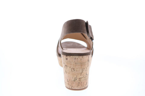 Clarks Maritsa Lara 26133817 Womens Brown Suede Strap Wedges Heels Shoes