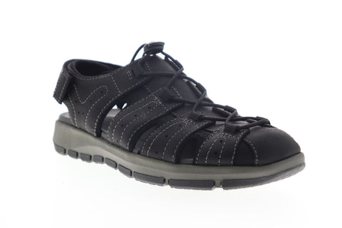 Clarks Brixby Cove 26133891 Mens Black Wide 2E Leather Strap Sport Sandals Shoes