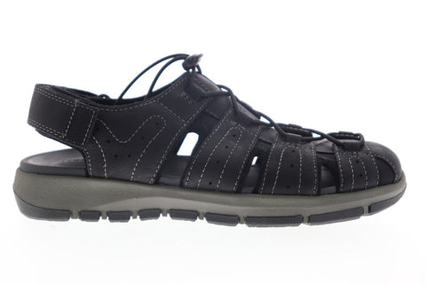 Clarks Brixby Cove 26133891 Mens Black Leather Strap Sport Sandals Shoes