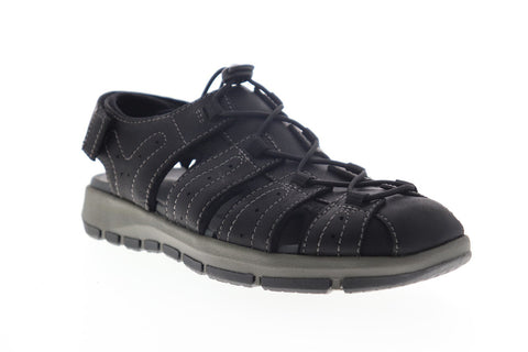 Clarks Brixby Cove 26133891 Mens Black Leather Strap Sport Sandals Shoes