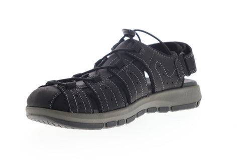 Clarks Brixby Cove 26133891 Mens Black Leather Strap Sport Sandals Shoes