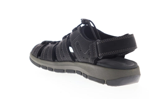 Clarks Brixby Cove 26133891 Mens Black Leather Strap Sport Sandals Shoes