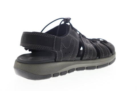 Clarks Brixby Cove 26133891 Mens Black Leather Strap Sport Sandals Shoes