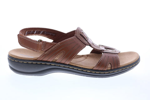 Clarks Leisa Vine Leather 26134084 Womens Brown Leather Slingback Sandals Shoes