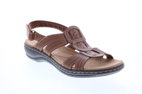 Clarks Leisa Vine Leather 26134084 Womens Brown Leather Slingback Sandals Shoes