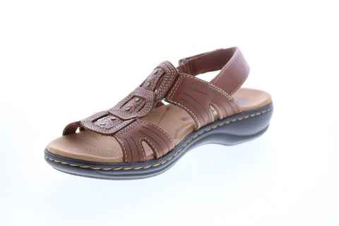 Clarks Leisa Vine Leather 26134084 Womens Brown Leather Slingback Sandals Shoes