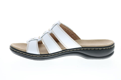 Clarks Leisa Spring 26134497 Womens White Leather Strap Sandals Shoes