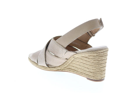 Clarks Lafley Krissy 26134502 Womens Beige Leather Strap Wedges Heels Shoes