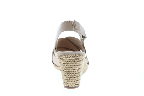 Clarks Lafley Krissy 26134502 Womens Beige Leather Strap Wedges Heels Shoes