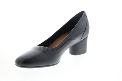 Clarks Un Cosmo Step 26135446 Womens Black Leather Slip On Pumps Heels Shoes