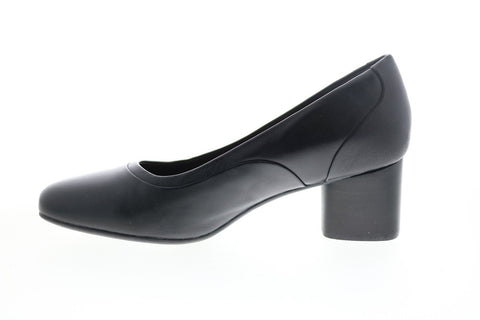 Clarks Un Cosmo Step 26135446 Womens Black Leather Slip On Pumps Heels Shoes