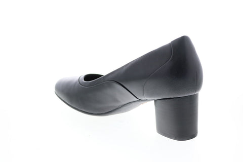 Clarks Un Cosmo Step 26135446 Womens Black Leather Slip On Pumps Heels Shoes