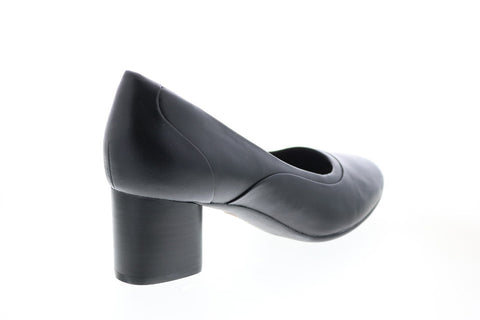 Clarks Un Cosmo Step 26135446 Womens Black Leather Slip On Pumps Heels Shoes