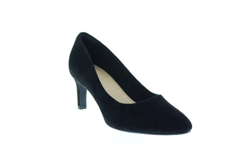Clarks Calla Rose 26136044 Womens Black Suede Slip On Pumps Heels Shoes
