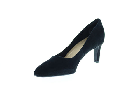 Clarks Calla Rose 26136044 Womens Black Suede Slip On Pumps Heels Shoes