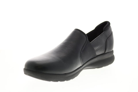 Clarks Un Adorn Step 26136076 Womens Black Leather Slip On Loafer Flats Shoes