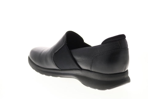 Clarks Un Adorn Step 26136076 Womens Black Leather Slip On Loafer Flats Shoes