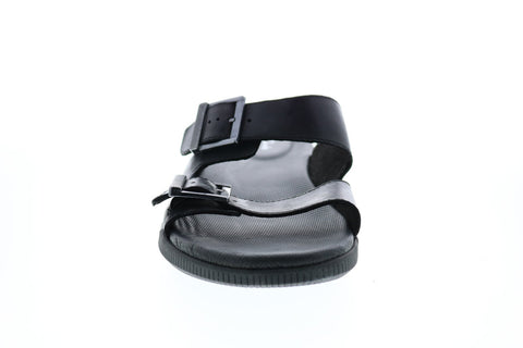 Clarks Vine Cedar 26136201 Mens Black Leather Slip On Slides Sandals Shoes