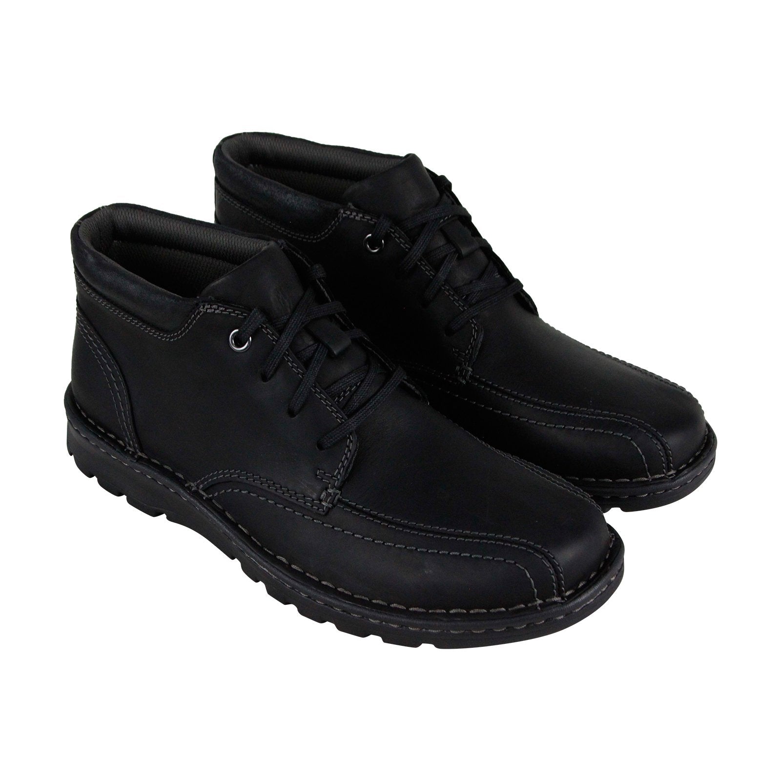 Clarks Vanek Mid 26136705 Mens Black Leather Lace Up Casual Dress