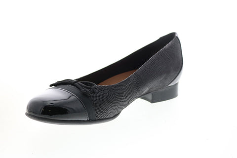 Clarks Un Blush Cap 26136917 Womens Black Leather Slip On Ballet Flats Shoes