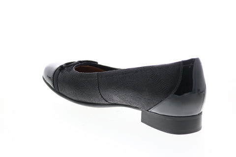 Clarks Un Blush Cap 26136917 Womens Black Leather Slip On Ballet Flats Shoes