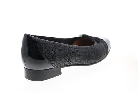 Clarks Un Blush Cap 26136917 Womens Black Leather Slip On Ballet Flats Shoes