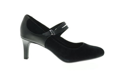 Clarks Dancer Reece 26137184 Womens Black Nubuck Slip On Pumps Heels Shoes
