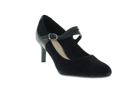 Clarks Dancer Reece 26137184 Womens Black Nubuck Slip On Pumps Heels Shoes