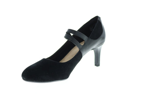 Clarks Dancer Reece 26137184 Womens Black Nubuck Slip On Pumps Heels Shoes