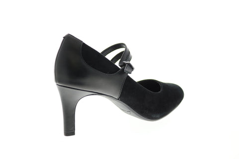 Clarks Dancer Reece 26137184 Womens Black Nubuck Slip On Pumps Heels Shoes