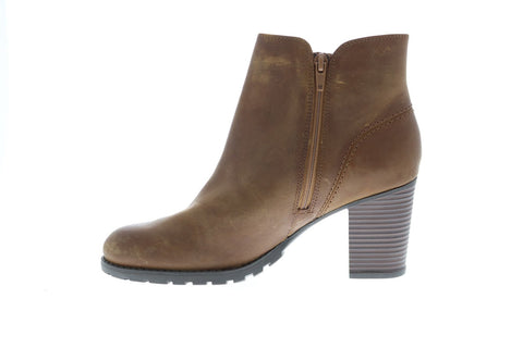Clarks Verona Trish 26137244 Womens Brown Leather Zipper Ankle & Booties Boots