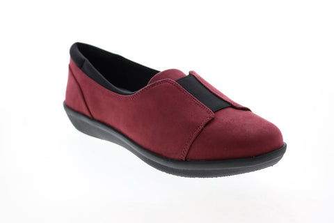 Clarks Ayla Band 26137760 Womens Burgundy Wide Leather Loafer Flats Shoes