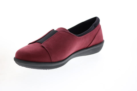 Clarks Ayla Band 26137760 Womens Burgundy Leather Slip On Loafer Flats Shoes