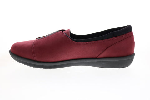 Clarks Ayla Band 26137760 Womens Burgundy Wide Leather Loafer Flats Shoes