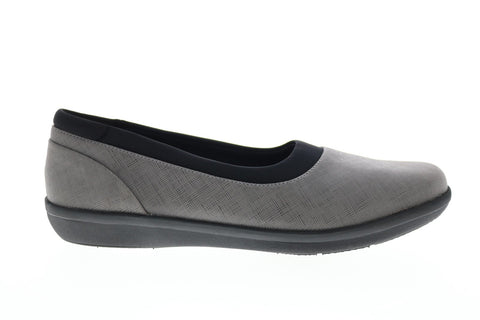 Clarks Ayla Pure 26137776 Womens Gray Canvas Slip On Ballet Flats Shoes