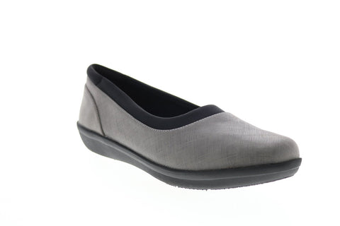 Clarks Ayla Pure 26137776 Womens Gray Canvas Slip On Ballet Flats Shoes