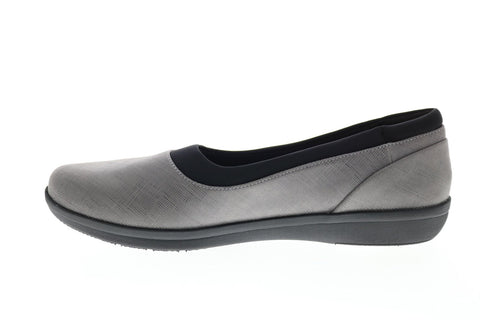 Clarks Ayla Pure 26137776 Womens Gray Canvas Slip On Ballet Flats Shoes
