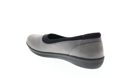 Clarks Ayla Pure 26137776 Womens Gray Canvas Slip On Ballet Flats Shoes