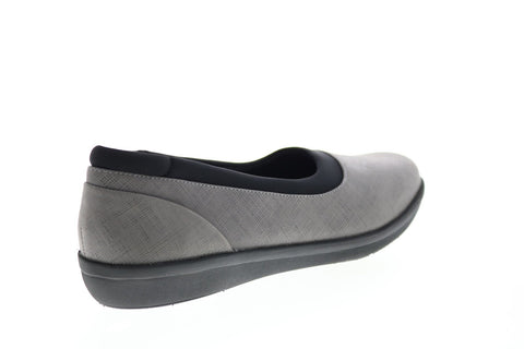 Clarks Ayla Pure 26137776 Womens Gray Canvas Slip On Ballet Flats Shoes
