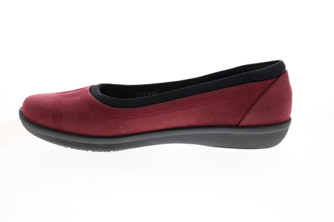 Clarks Ayla Low 26137783 Womens Burgundy Canvas Slip On Ballet Flats Shoes