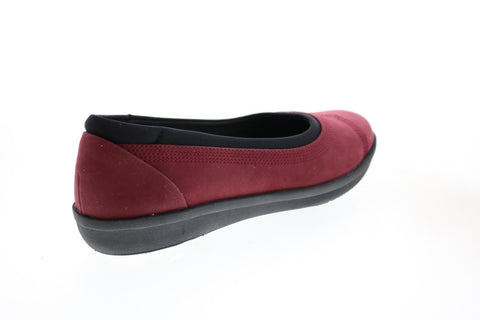 Clarks Ayla Low 26137783 Womens Burgundy Canvas Slip On Ballet Flats Shoes
