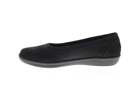 Clarks Ayla Low 26137787 Womens Black Wide Leather Ballet Flats Shoes