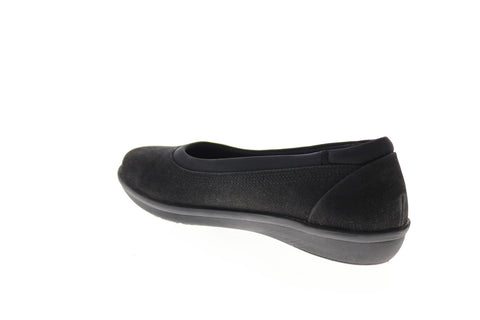 Clarks Ayla Low 26137787 Womens Black Wide Leather Ballet Flats Shoes