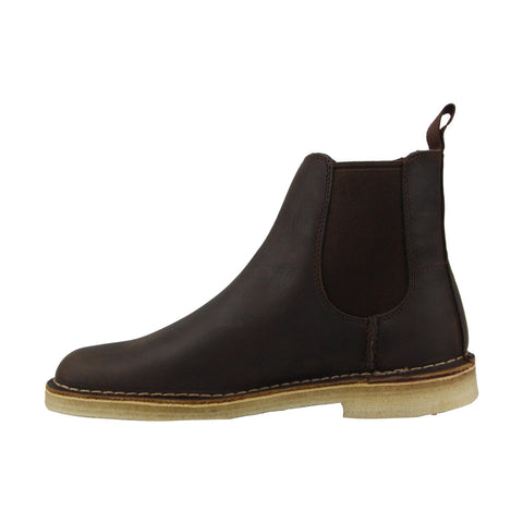 Clarks Desert Peak 26138267 Mens Brown Leather Slip On Casual Dress Boots Shoes