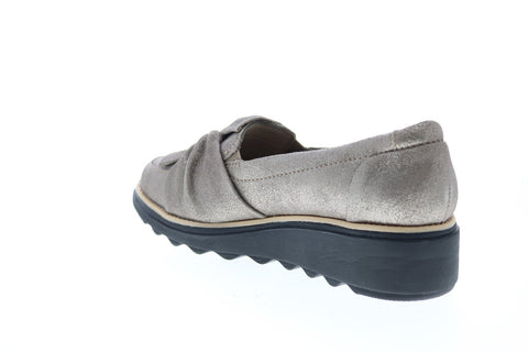 Clarks Sharon Dasher 26138550 Womens Gray Leather Slip On Loafer Flats Shoes