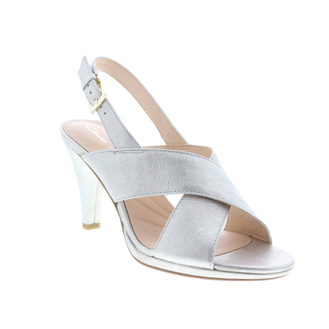 Clarks Dalia Lotus 26138863 Womens Gray Leather Pumps Heels Shoes