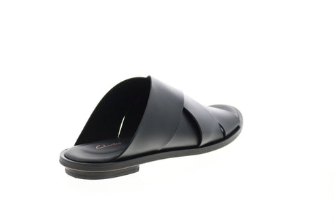 Clarks Willow Art 26139434 Womens Black Leather Slip On Mule Flats Shoes