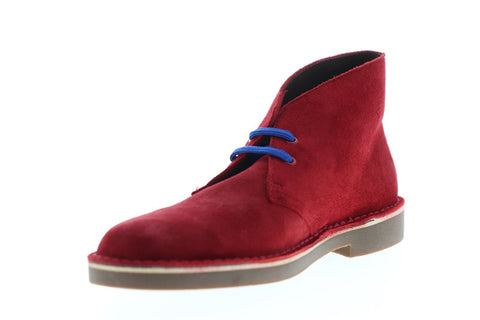 Clarks Bushacre 2 26139511 Mens Red Suede Lace Up Desert Boots Shoes